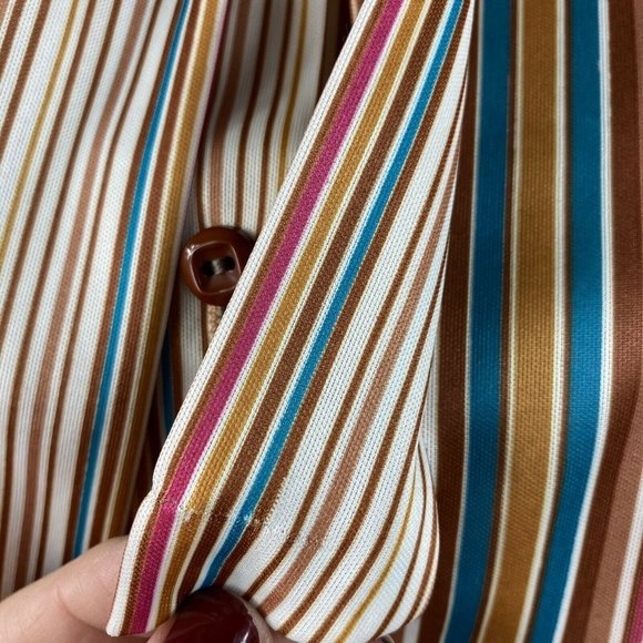 Vintage 70s 80s Striped Secretary Sheath Dress - Picture 6 of 7